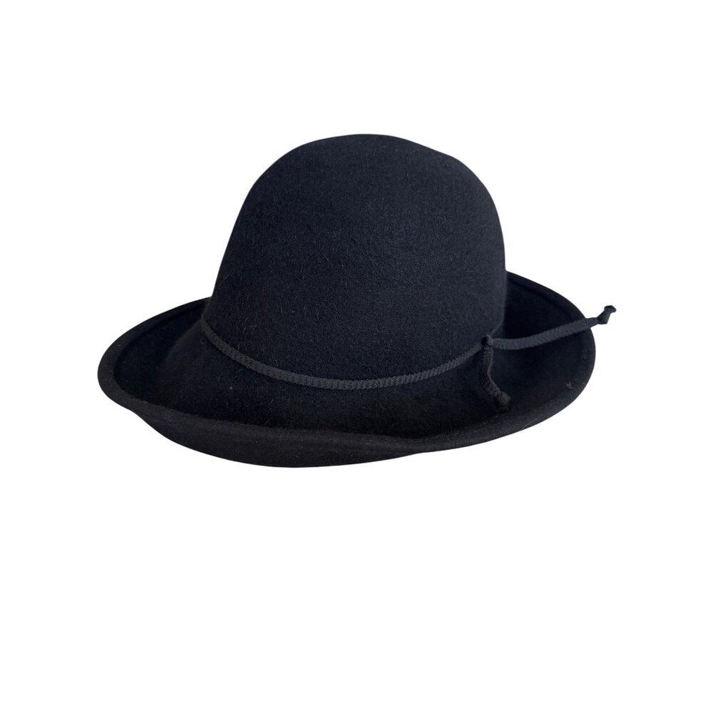 Helen Kaminski Black Wool Felt Hat Classic Design